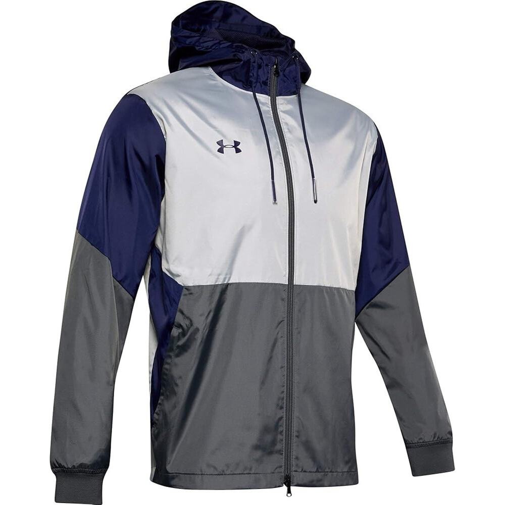 Under Armour Men’s Large Team Legacy Windbreaker Jacket Blue/Gray 1359386 NWT